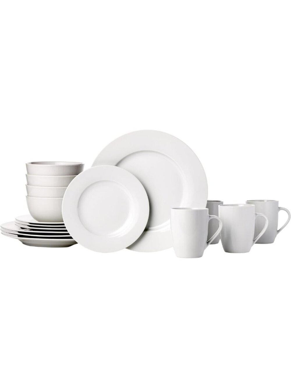 16-Piece White Porcelain Dinnerware Set for 4 - Microwave & Dishwasher Safe